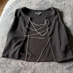 Fashion Nova Black Top with Chain Accents